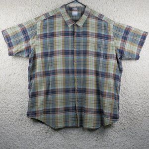 Columbia* Men's Short Sleeve Button Down‎ Curved Hem Plaid Pocket Shirt~ Size 4X